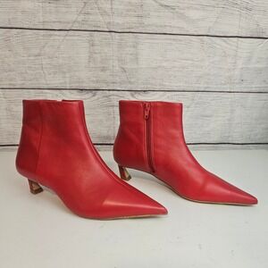 Gianni Bini Sz 6 Georgina Heeled Boot Gina Red Leather Upper Pointy Toe NWOB